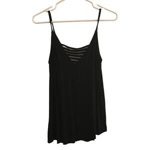 PINK Super Soft Black Strappy V-neck Tank Top Size Small